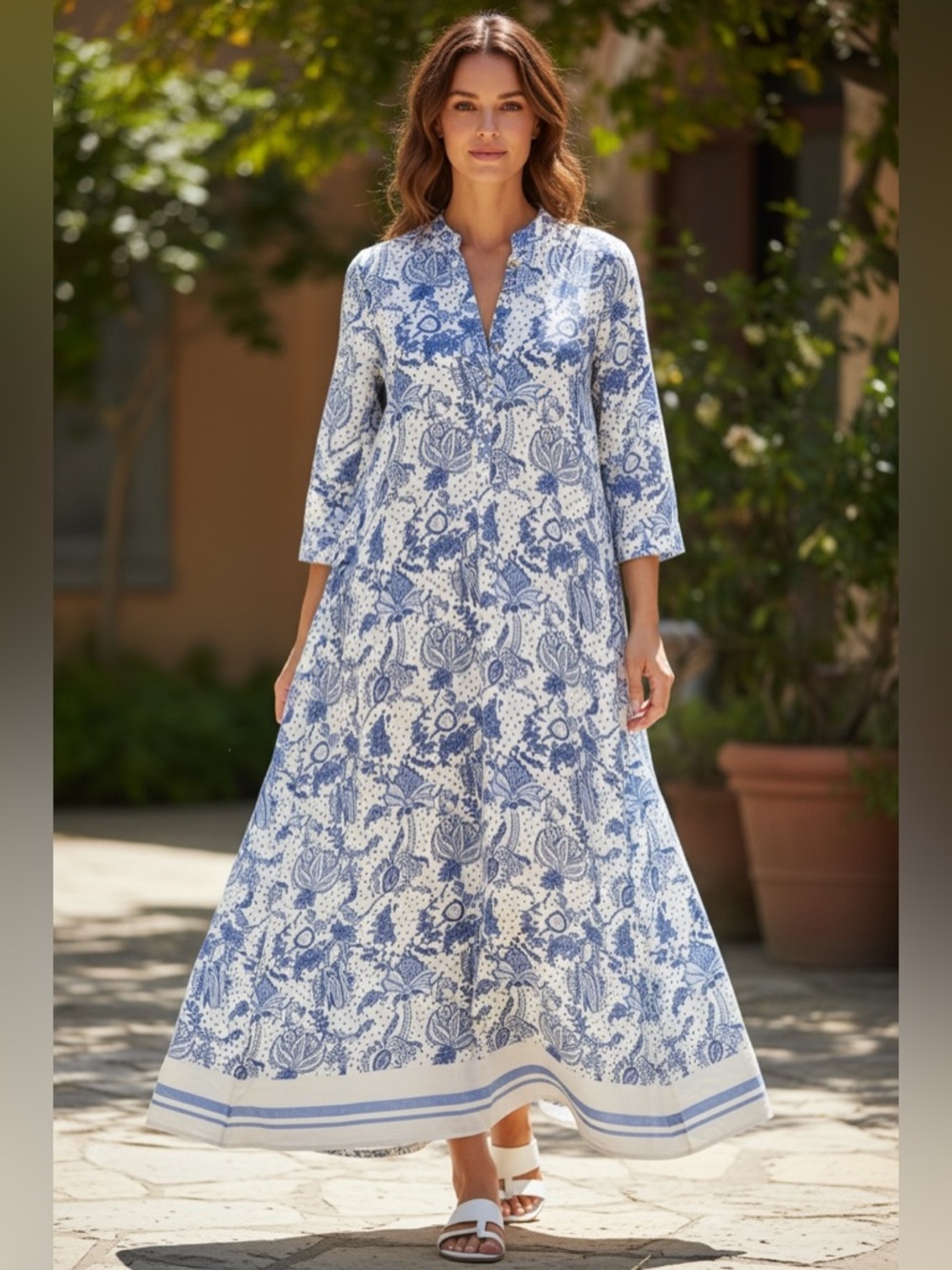 Roller Rabbit maxi dress. 100% silk.